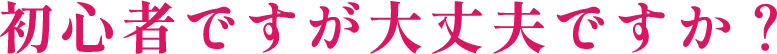 初心者ですが大丈夫ですか?